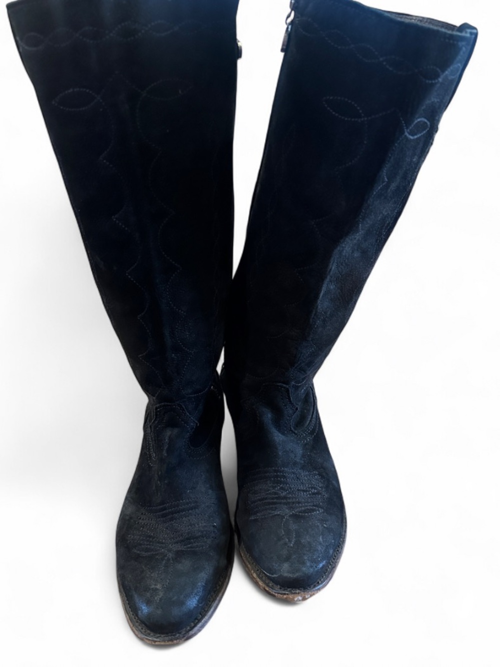 Authentic Liberty Black tall Western boots in black suede leather! 🤠🖤